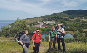 Die Athos-Pilgergruppe (v. l.): Pastoralassistent Johann Rumetshofer, Thomas Schlögelhofer, Michael Kraml und Hans-Peter Fuchs.