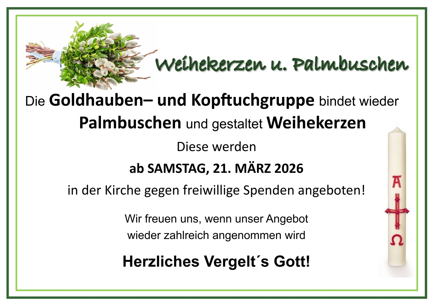 Palmbuschen und Osterkerzen