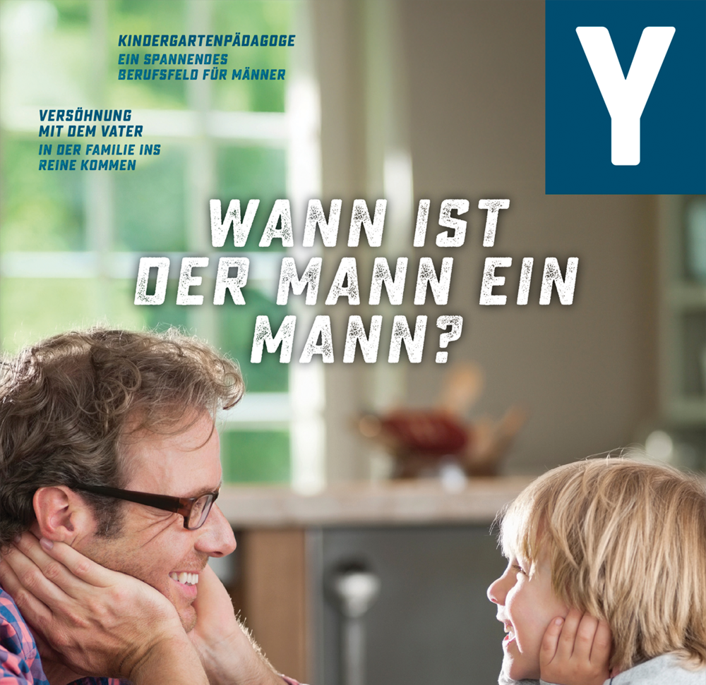 Das Cover von Y3/2026 zeigt einen Mann mit einem Kind, die sich gegenseitig in die Augen schauen