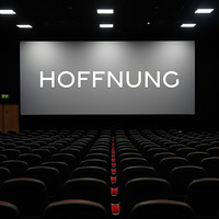 Kinoleinwand mit dem Wort Hoffnung