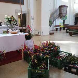 KFB bindet Palmbuschen für unsere Pfarrgemeinde