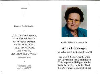Anna Danninger / © Pfarrgemeinde Kopfing Anna Danninger