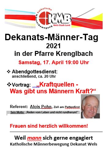 Die Einladung Männertag mit Programmablauf und Foto des Referenten