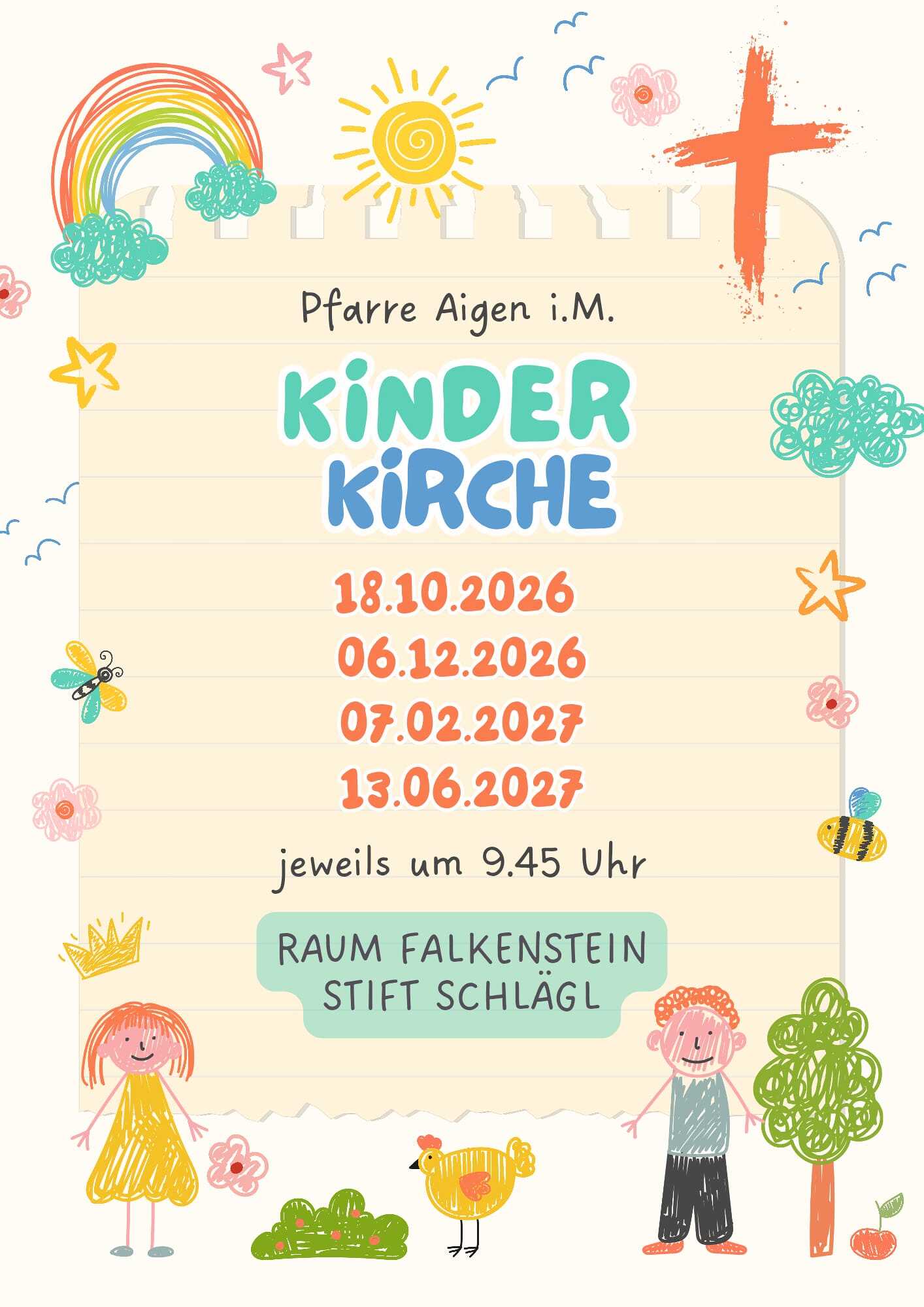 Plakat mit Terminen der Kinderkirche