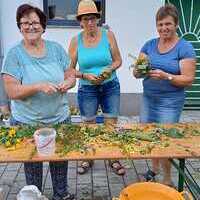 Kräutersegnung / Maria Pichlbauer Fleißige Frauen binden Kräuterbüschel