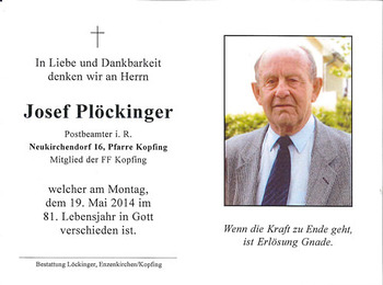 Josef Plöckinger / © Pfarrgemeinde Kopfing Josef Plöckinger