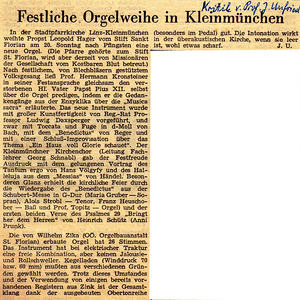 Bericht zur Orgelweihe