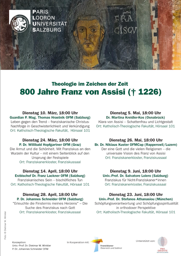 Plakt Vortragsreihe zu 800 Jahre Franz von Assisi 2026