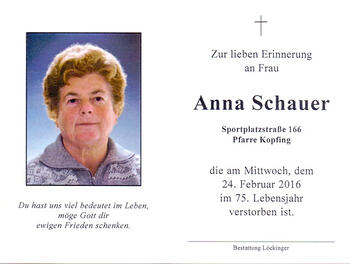 Anna Schauer / © Pfarrgemeinde Kopfing Anna Schauer