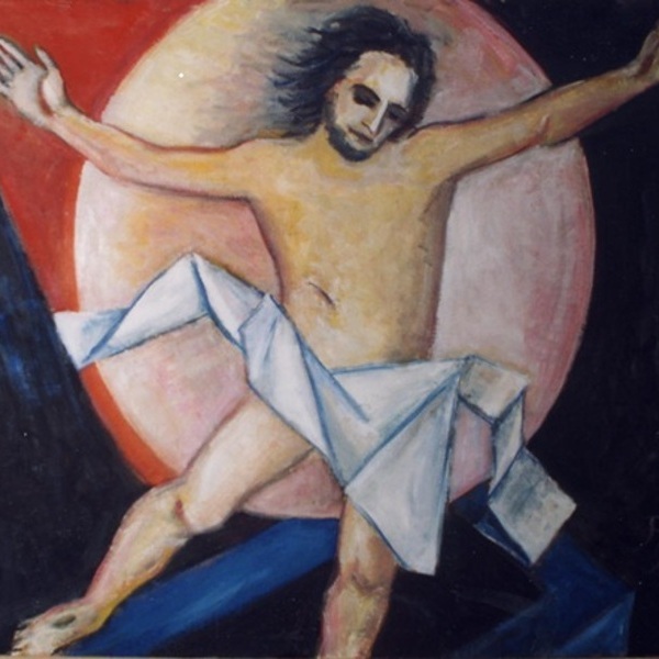 Jesus der Auferstandene, schwebt zum Himmel empor mit einem Leinentuch um seine Lenden